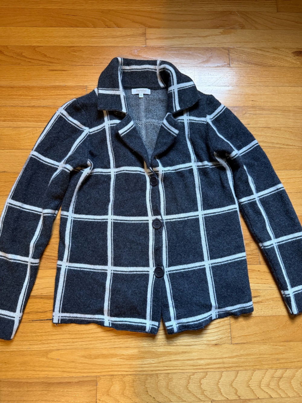 Bartolini Windowpane Knit Cardigan - Black & White